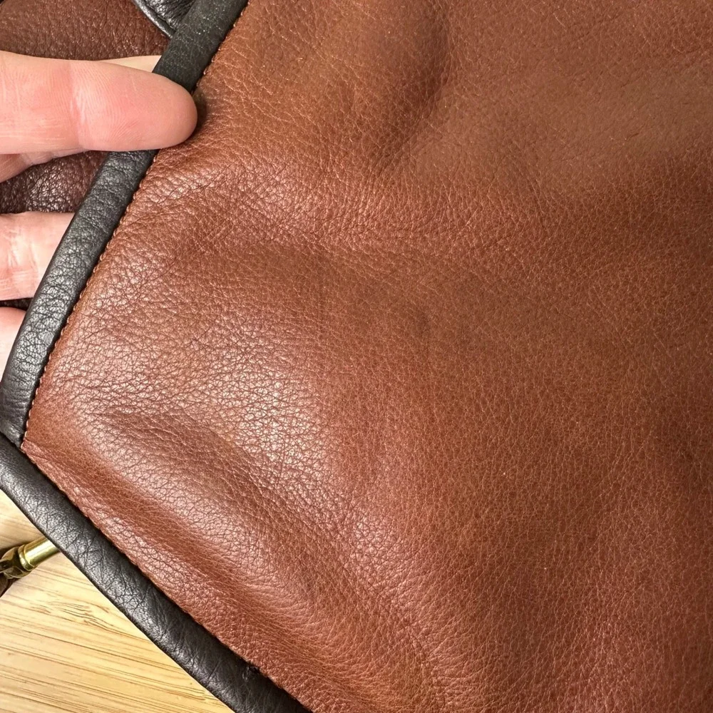Mowen Leather Designs Messenger Briefcase Bag Brown Black Leather Academia GUC - Picture 15 of 16